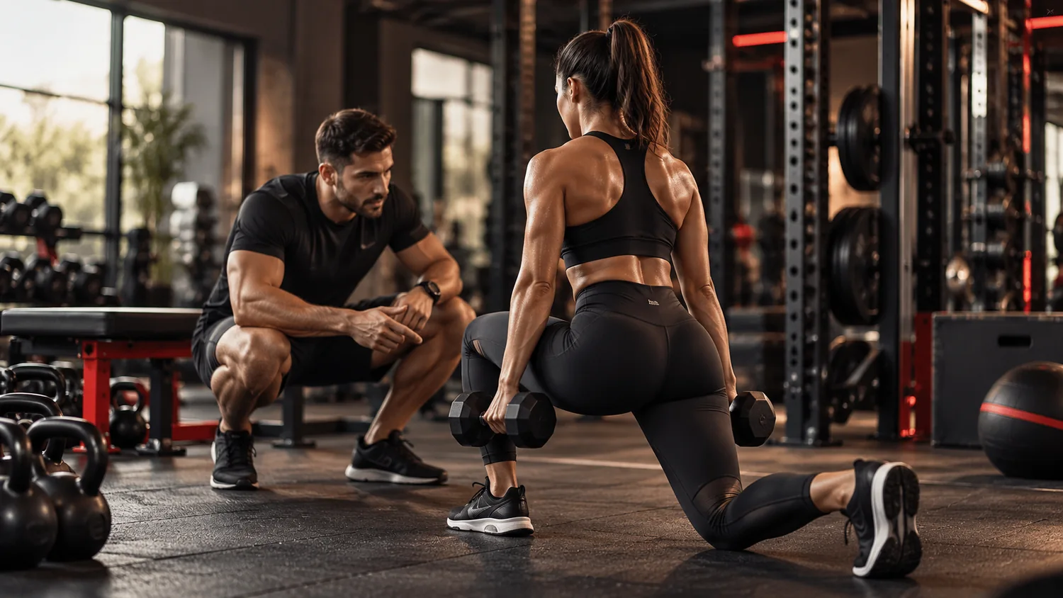 Entrenador personal orientando una sesión privada en Bogotá