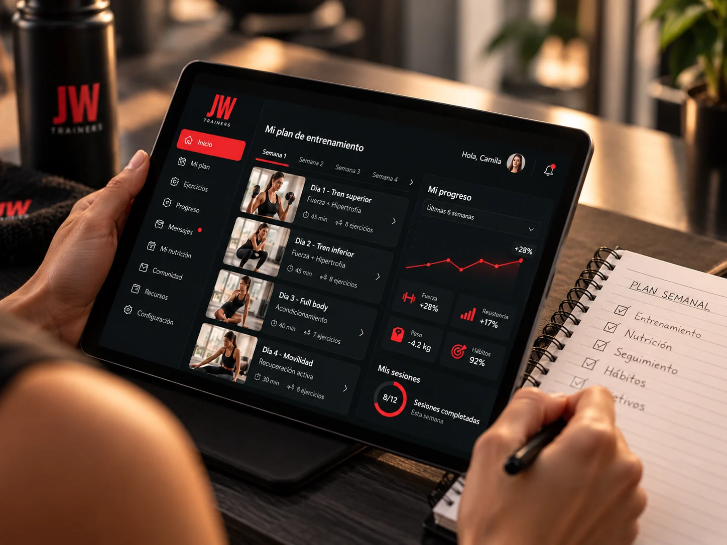 Planificación personalizada de entrenamiento en tableta